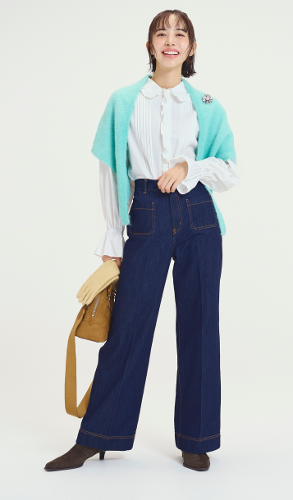 パッチポケットデザインシガレットデニムパンツ