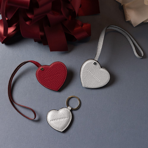 ハート コンパクトミラー シュリンクレザー ハート キーホルダー シュリンクレザー