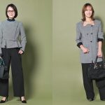 ドマーニ読者モデル 鈴木まきさんと和田彩加さんのグレージャケットコーデ全身写真