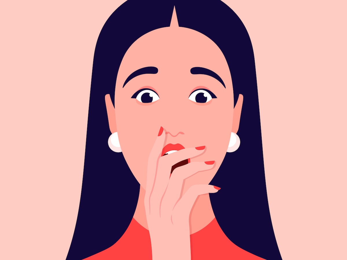 驚いて口に手を当てている人のイラスト