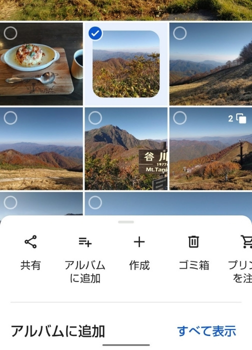 写真一覧から特定の写真を選択している画面のスクリーンショット