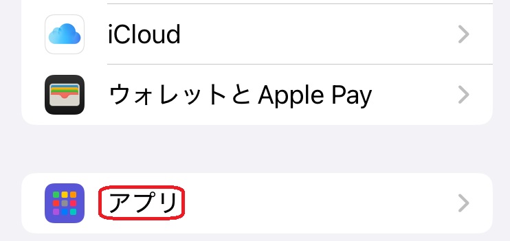 iPhone設定アプリ画面
