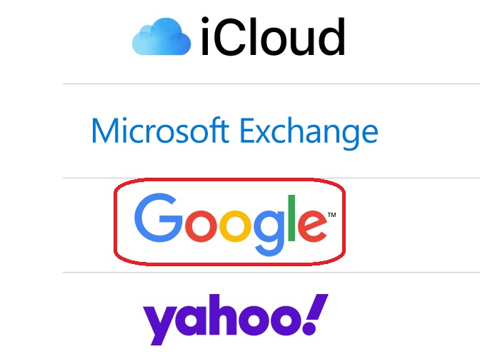 「Google」選択画面