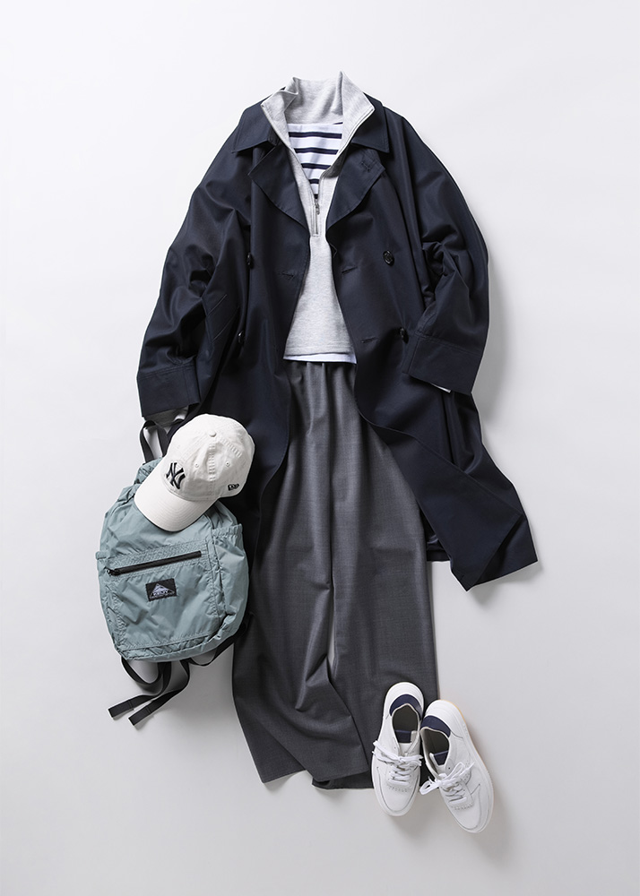 ネイビー×グレーのカジュアルコーデ