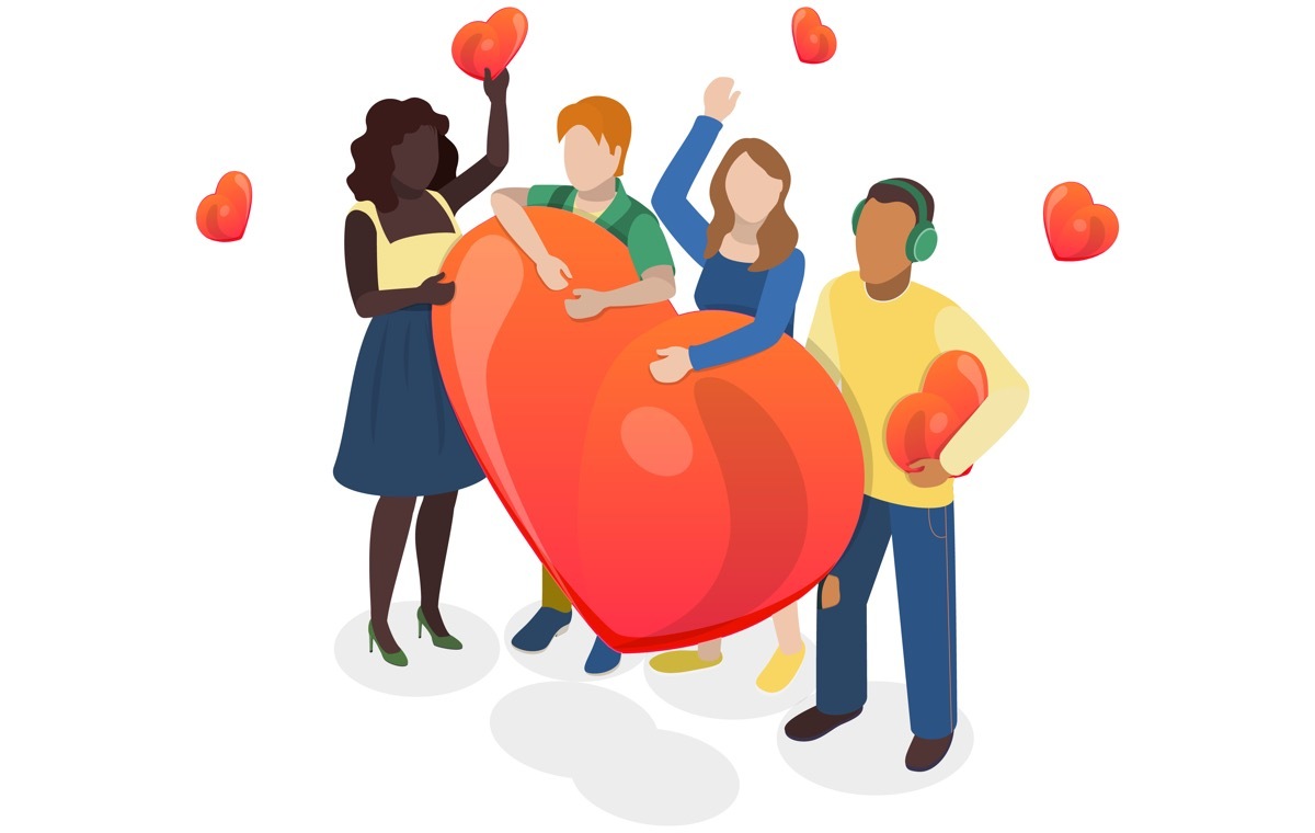 ハートを持つ男女4人