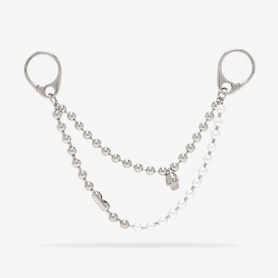 パール&スカル ダブル チェーン チャーム