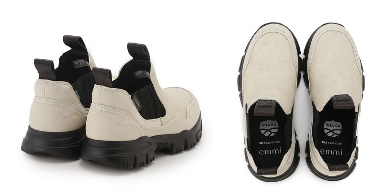 【emmi×SHAKA】TREK SHORT CHELSEA AT後ろから、上からの画像