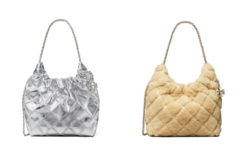 フレミング ミニ ホーボー バッグ シルバー、シアリング