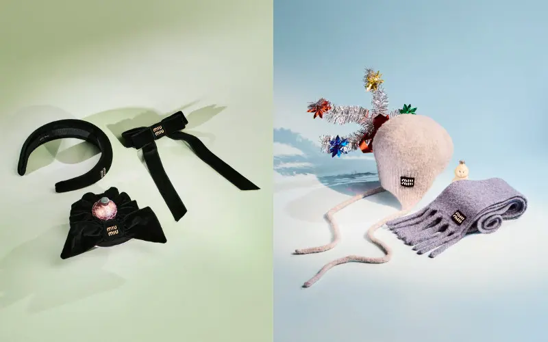 ヘアアクセサリーとニット小物