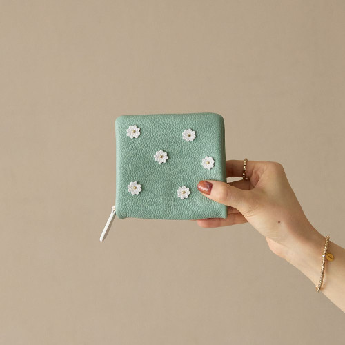 スモールフラワー ハーフウォレット オパールグリーン