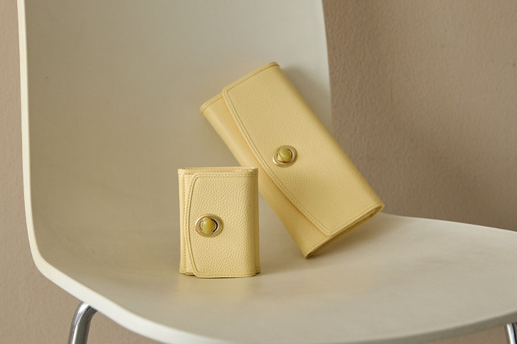 天然石 ミニウォレット 天然石 ロングウォレット ペールイエロー