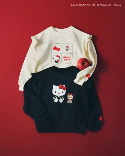 【KIDS】発砲プリント裏毛プルオーバーとりんご