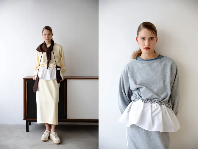 布帛ドッキング裏毛セットアップ着用例