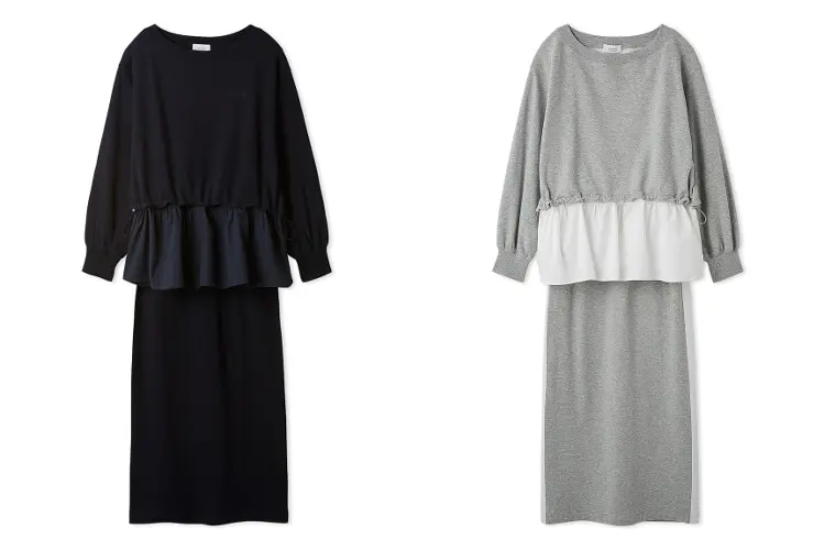 布帛ドッキング裏毛セットアップ ネイビー、グレー