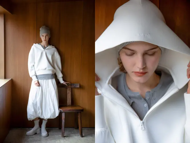 ダンボールフーディ×スカートセット着用例