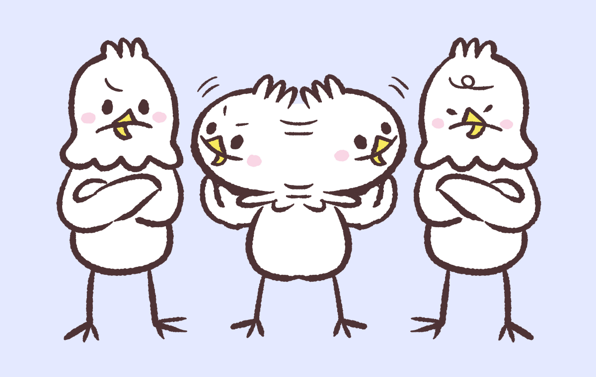 八方美人な様子の鳥のイラスト