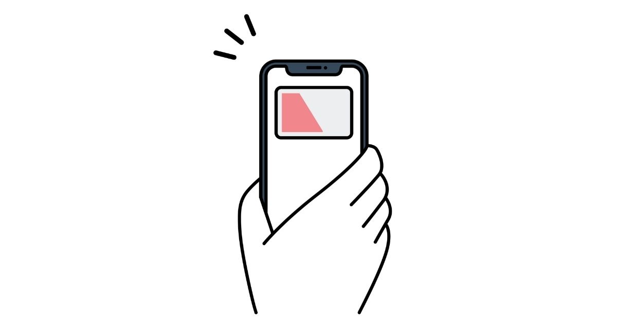 ピンク色のモバイルICカードのイメージイラスト