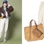 ドマーニ読者モデル 杉本緑さんの旅コーデ全身と便利アイテムの写真