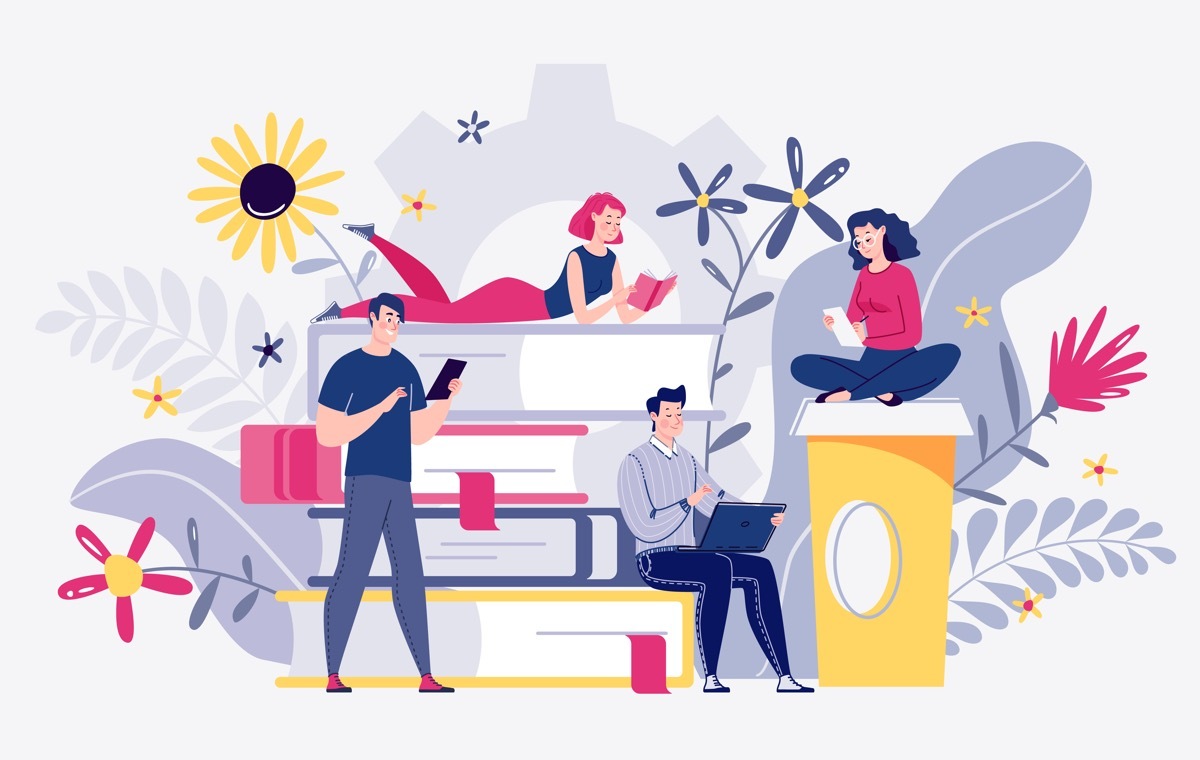 辞書の周りにいる人