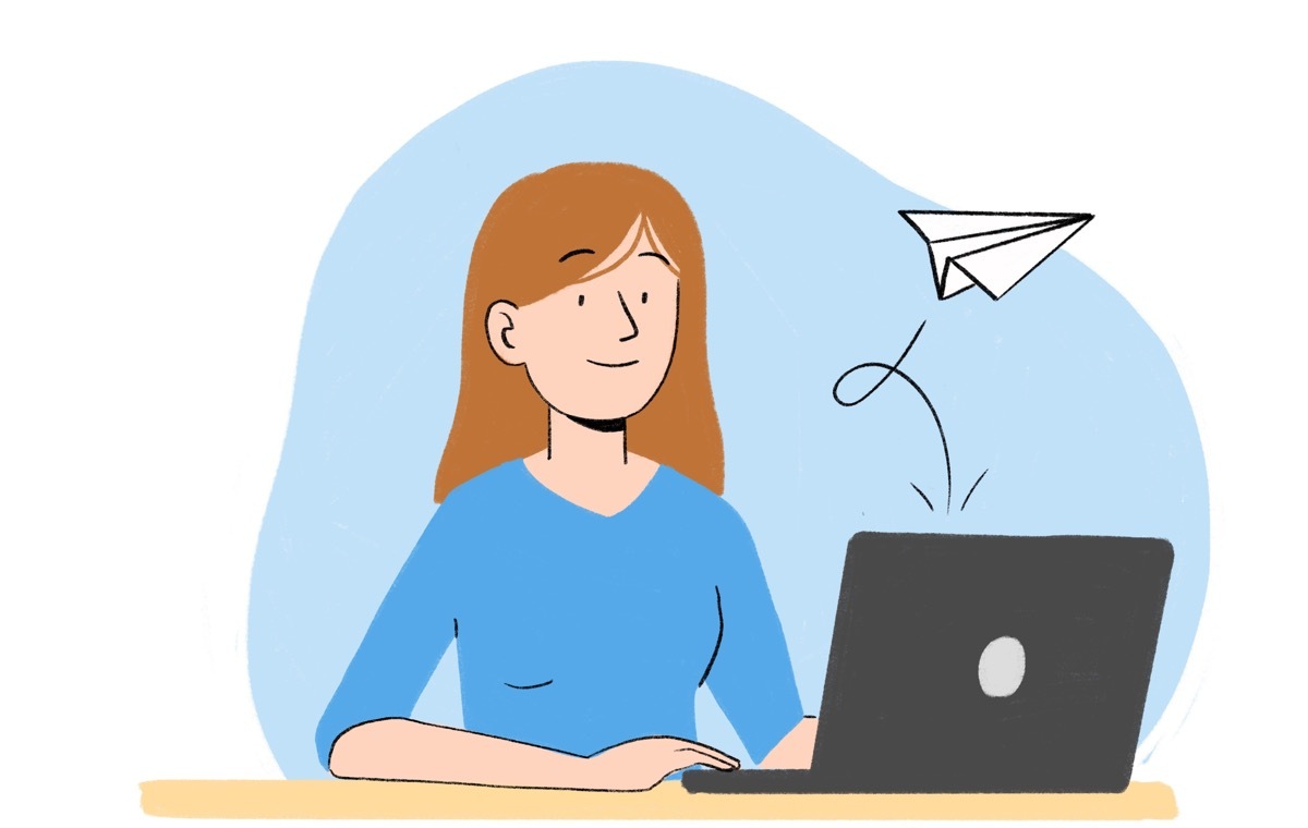 メールする女性