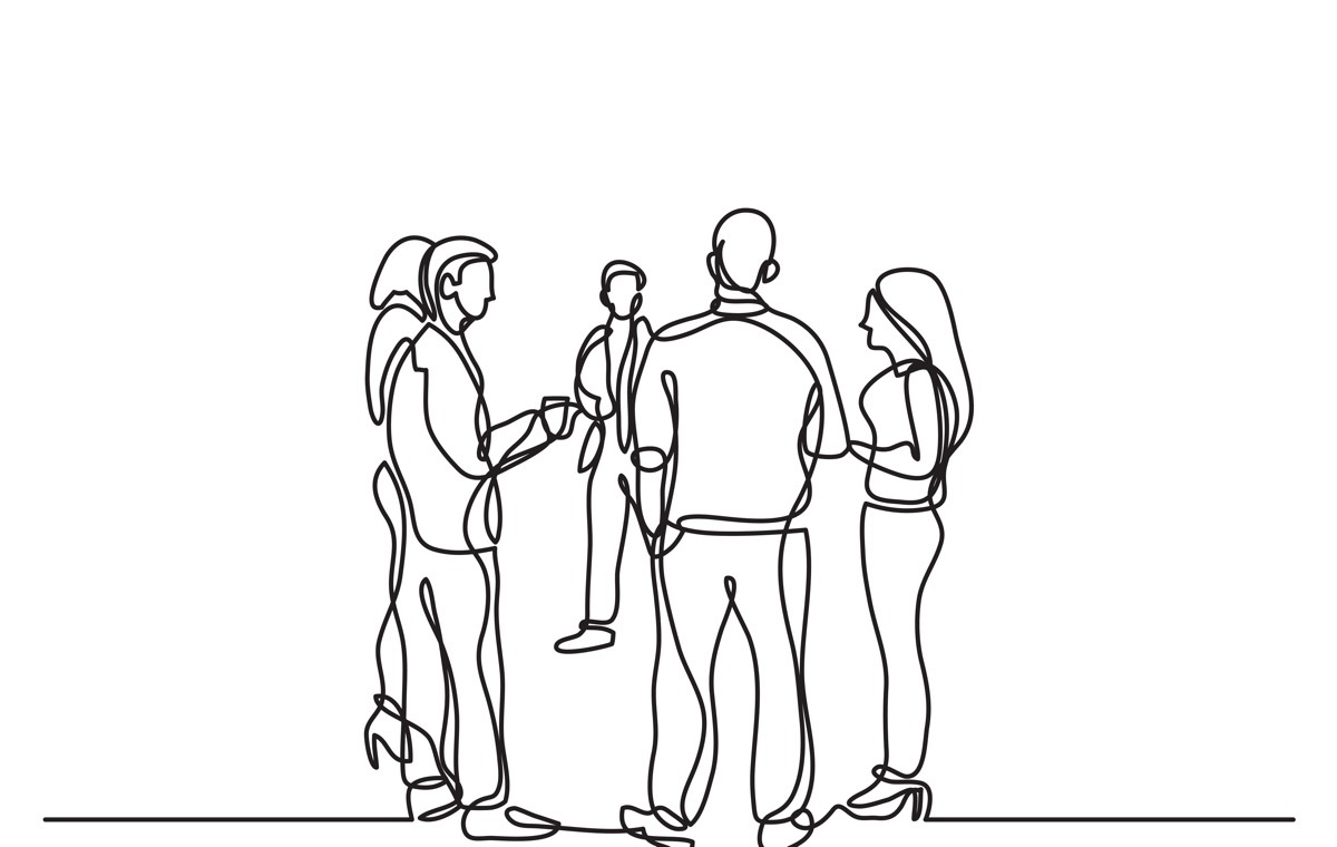 立ち話する男女