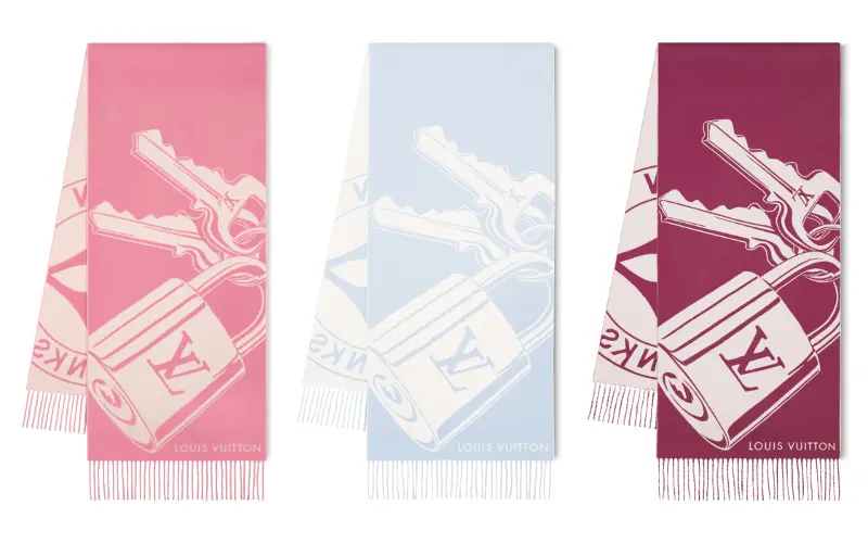 マフラー・ロック アンド キーズ ピンク、ブルー、プラム