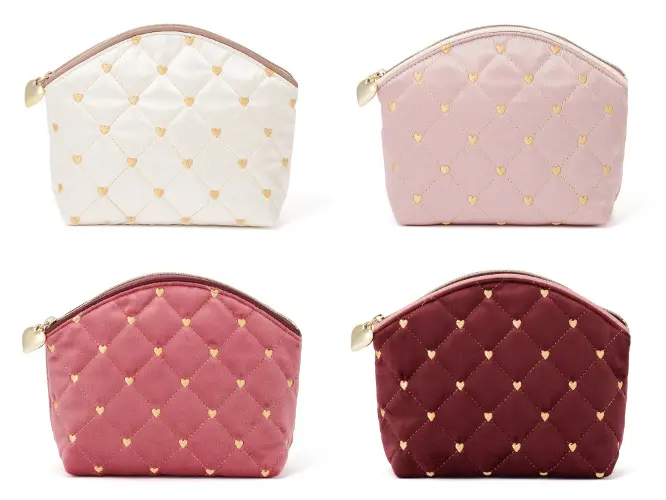 ハートステッチ サテンポーチ L