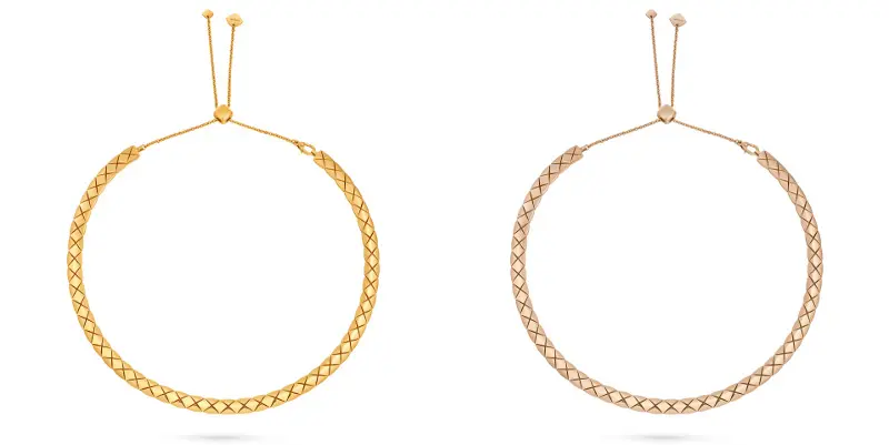 ショートネックレス イエローゴールド、ベージュゴールド