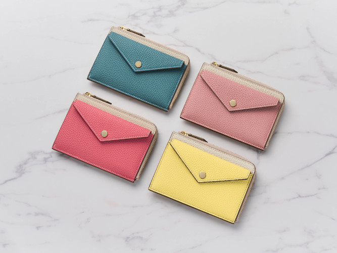 エンベロープ ミニジップ ウォレット シュリンクレザー