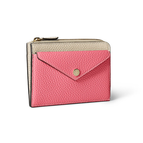 エンベロープ ミニジップ ウォレット シュリンクレザー アザレピンク