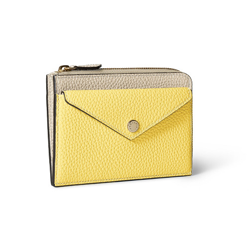 エンベロープ ミニジップ ウォレット シュリンクレザー イエロー