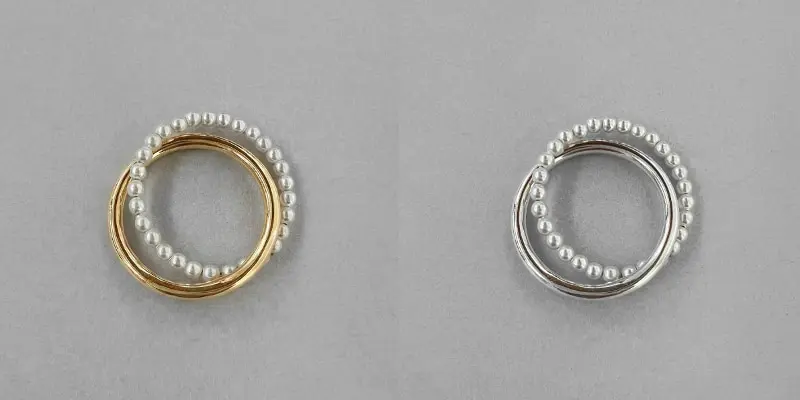 Pearl and Silver Thick and Thin Ring