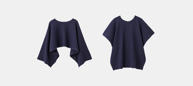 コットンブレンドニットケープ ネイビー