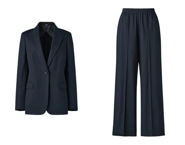 テーラードジャケット、イージーワイドパンツ