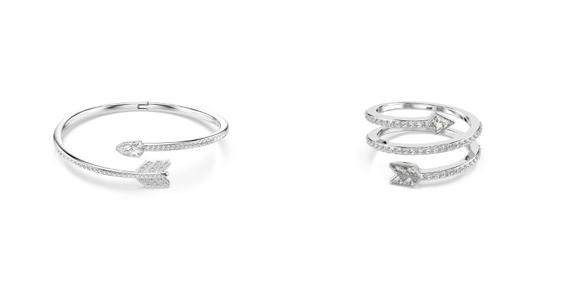 キューピッドの矢モチーフのバングル、リング