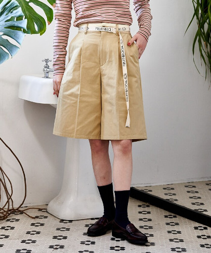 別注 ロゴベルト付き ツイル ショートパンツ